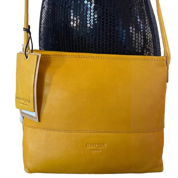 NWT Margot Derby Crossbody Bag & Margot Kate Card Case Soft Yellow Leather 2-PC - Picture 11 of 15